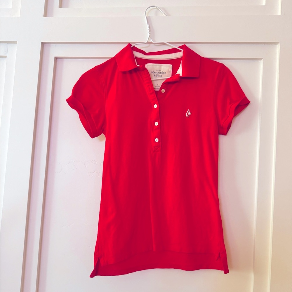 Abercrombie & Fitch Women's 5 Buttons polo Shirt Short Sleeve Pink Small